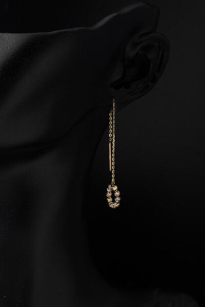 Bilezikci Toplu Halka Altın Zincir Küpe