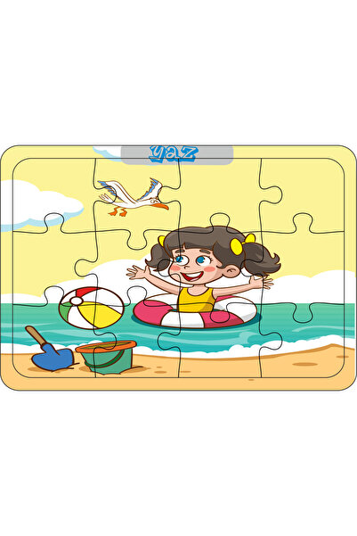 ASE DİZAYN Ahşap eğitici puzzle (yapboz) 12 parça 4 adet mevsimler