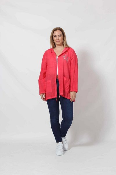 Moda Berray B1016 RED STAR PRINTED HOODED JACKET