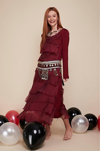 Bohem Stil Ιταλικό φόρεμα 2 μεγεθών με λεπτή εμφάνιση με μακρυμάνικο μεταξωτό φόρεμα