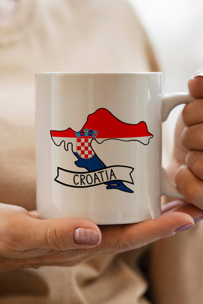 South Steel كأس هدية رأس السنة الجديدة مطبوع بخريطة وعلم كرواتيا