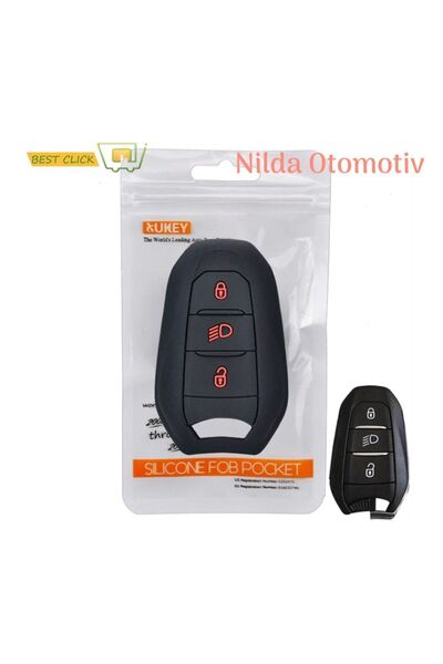 emii auto spare parts غطاء مفتاح بيجو بدون حلقة - أسود/أحمر