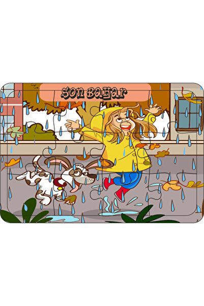 ASE DİZAYN Ahşap eğitici puzzle (yapboz) 12 parça 4 adet mevsimler