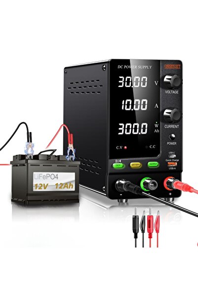SMARTGIFT 0-30v/10a Ayarlı Dc Güç Kaynağı Voltaj Regülatörü Geliştirilmiş Şarj fonksiyonlu (SİYAH) Uyumlu