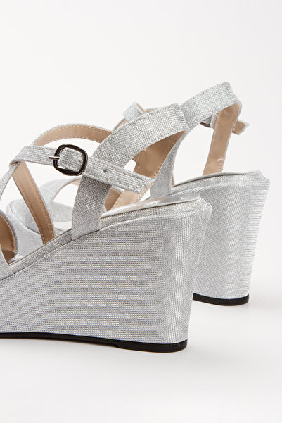 Akçetin Moda Women's Special Glittery Material Wedge Heeled Evening Shoes