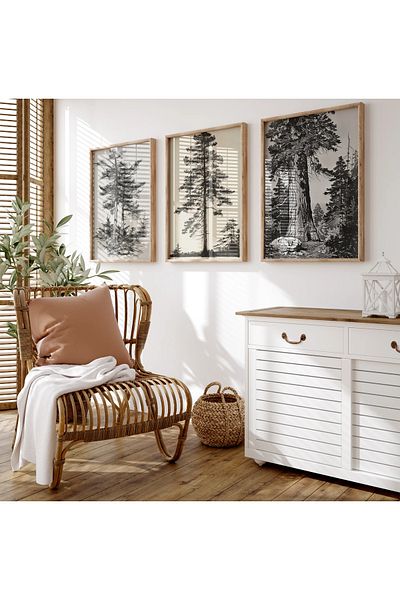 woodhomeworks Дървена рамка за абстрактна картина от 3 части за дома, хола, спалнята, балкона, декорацията Qmrc45