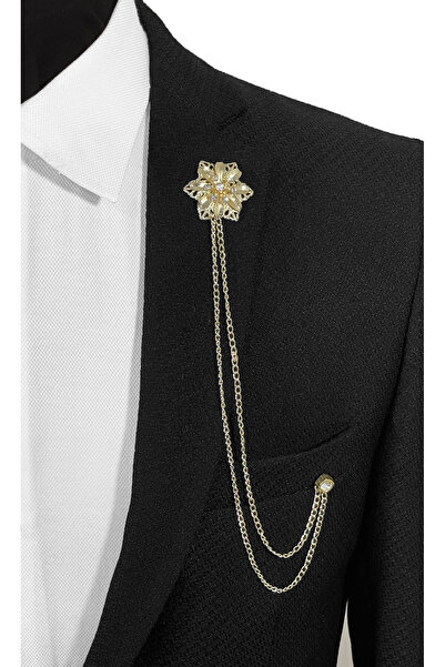 BLC Basic Line Co. Premium Serisi Taş İşlemeli Çiçek Figürlü Altın Renginde C...