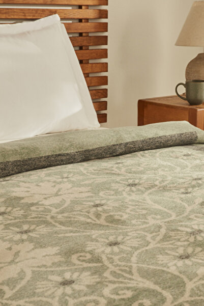 Karaca Home Flara Green Cotton Double Blanket
