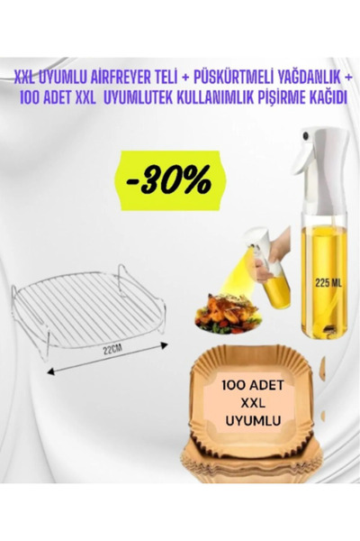 Gead uyumlu 1 Adet Kare Pişirme Kabı  100adet Yagli Kagit 1 adet ızgara teli ...