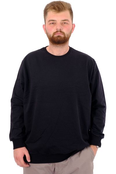 ModeXL Ανδρικό φούτερ Basic - Crew Neck, Large Size, Black Recycle B24529