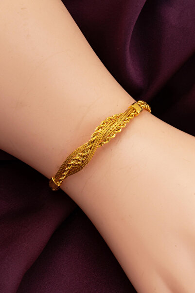 Bilezikci Örgü Zincir Taşsız Altın Takı Seti