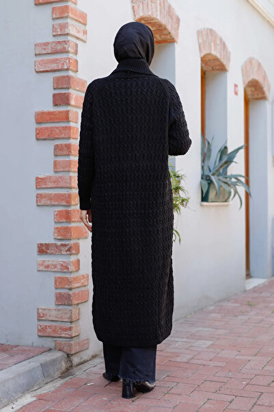 EZFER KADIN UZUN KOLLU SAÇ ÖRGÜLÜ UZUN HIRKA