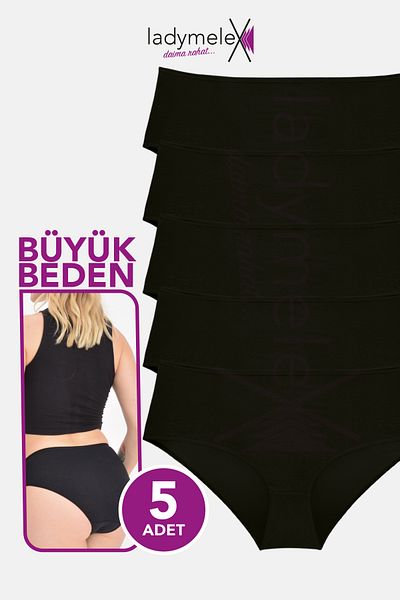 LadyMelex Μαύρο ψηλόμεσο γυναικείο σλιπ 5 τμχ - 4XL 5XL 6XL μεγέθη