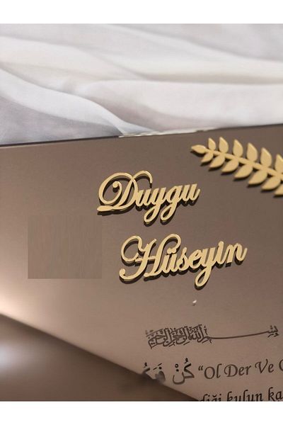 Masalsı Concept Chocolate Box Pattern Engagement Tray Names - Bride Groom Plexiglass Design