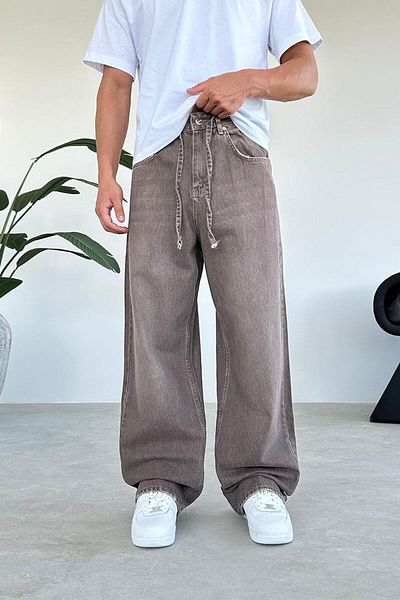 HAFKAGİYİM Καφέ Ζώνη Basic Extra Loose φαρδύ παντελόνι