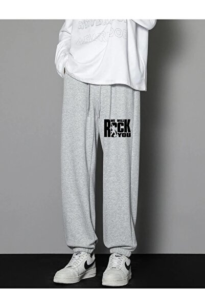 Le Savu Sevunera We Will Rock You με τύπωμα Unisex γκρι φούτερ