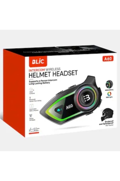 Blic Rose Teknoloji A60 Işıklı Su Geçirmez Intercom Motosiklet Kask Kulaklığı