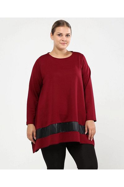 özle fashion Bluză de damă cu garnitură din piele de mărime mare