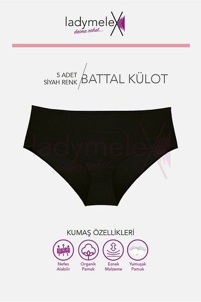 LadyMelex Μαύρο ψηλόμεσο γυναικείο σλιπ 5 τμχ - 4XL 5XL 6XL μεγέθη