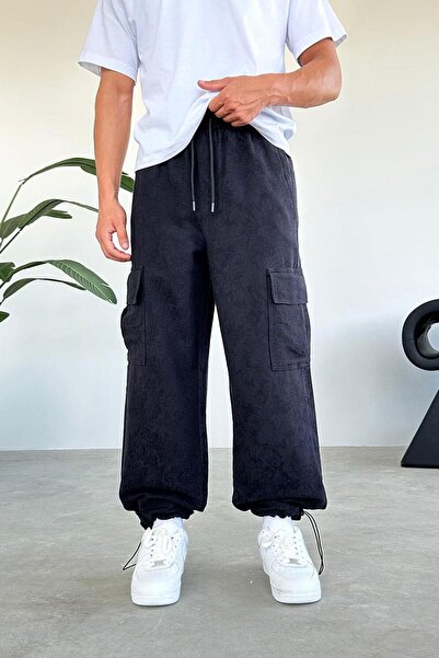 HAFKAGİYİM Black Patterned Pocket Embroidery Detail Cargo Baggy Trousers