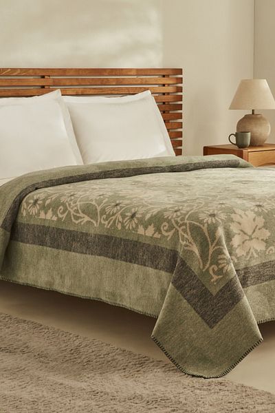 Karaca Home Διπλή κουβέρτα Flara Green Cotton