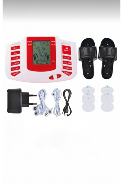 Fizik Tedavi Tens Cihazı Masaj Aleti Full Set Terlikler Kablolar Elektropedler