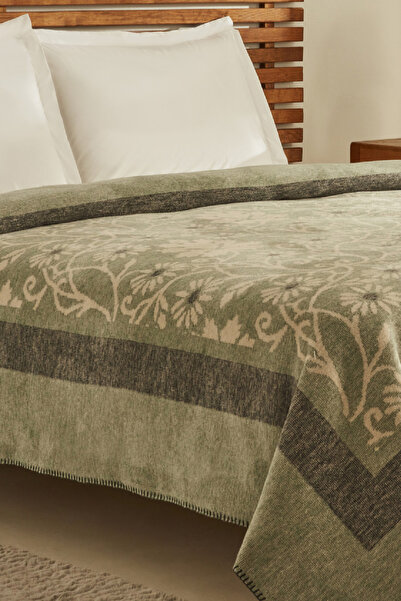Karaca Home Flara Green Cotton Double Blanket
