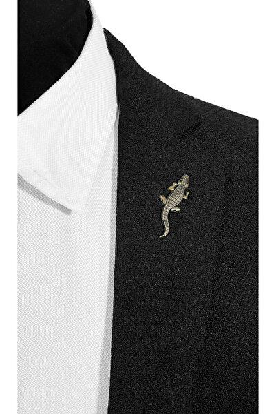 BLC Basic Line Co. Timsah Figürlü Bronz Renginde Ceket Yaka İğnesi Broş