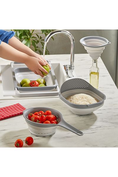 QLUX IDEAS Qlux Gray 4 Piece Foldable Strainer Set
