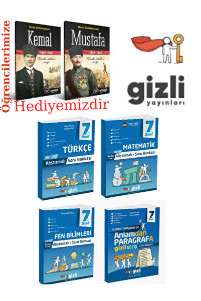 Gizli Yayınları 7. Sınıf Türkçe+Matematik+Fen Bilimleri+Paragraf Alıştırmalı ...