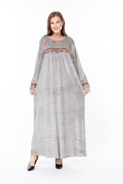 mervemoda Women's Long Sleeve Velvet Dress