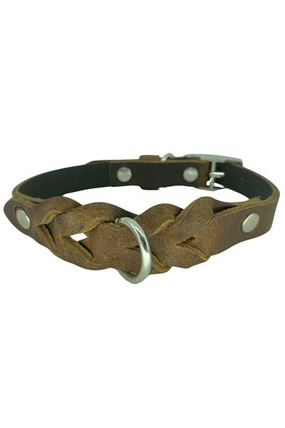 Rebel Dog Genuine Leather Knit Detailed Dog Collar 2X55Cm (Hole Distance Is 42Cm-52Cm Range)