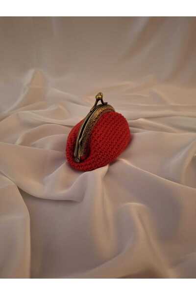 bagyard KIRMIZI ÖRGÜ KLİPSLİ BOZUK PARA CÜZDANI, YILBAŞI HEDİYELİK, ÖZEL TASA...