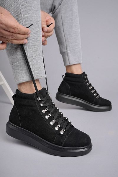 Zerenyus Ottawa SLW206 - Ανδρικές σουέτ αθλητικές μπότες casual, κορδόνια, ST Black