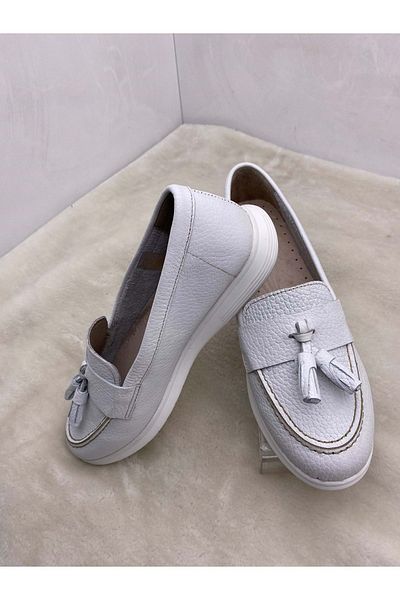 ÇİĞDEM KUNDURA Balerini Timberland cu ciucuri din piele naturală Çiğdem (A2) - alb - 37 - St02442-12372