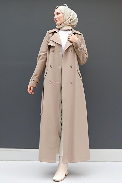 giz astore Liza Düğmeli Trenç Vizon