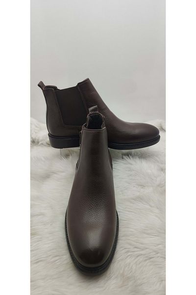 ÇİĞDEM KUNDURA Μποτάκια από γνήσιο δέρμα Crocus - Bitter Brown, Πλαϊνό φερμουάρ