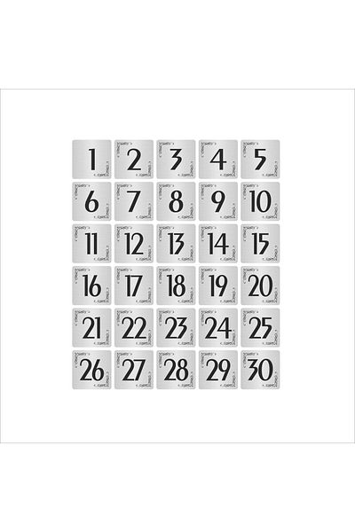 Özarslan Dizayn Metal Door Table Cabinet Number Plate 7X7Cm Silver Color 30 Pieces (1…30)