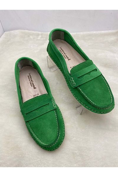 ÇİĞDEM KUNDURA Çiğdem Green Genuine Nubuck Leather Nubuck Women's Timberland Ballerinas (A2D) - Green - 39 - St02441-12367