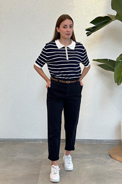 novon Premium Mercerized Knitwear - Polo Fleece, Zipper Collar, Striped