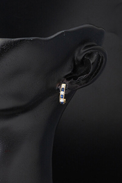 Bilezikci Lacivert Taşlı 14 Ayar Altın Bebek Küpesi