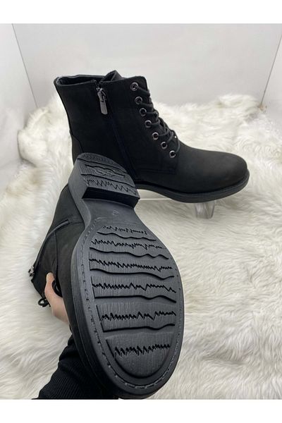 Voyager Ανδρικές μαύρες μπότες - Γνήσιο δέρμα Nubuck, έμβλημα (3517)