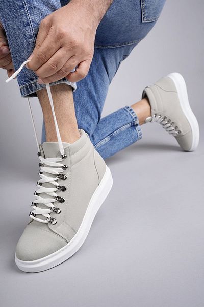 Zerenyus SLW206 Ottawa - Ανδρικά Suede Casual αθλητικά μποτάκια, κορδόνια και γκρι