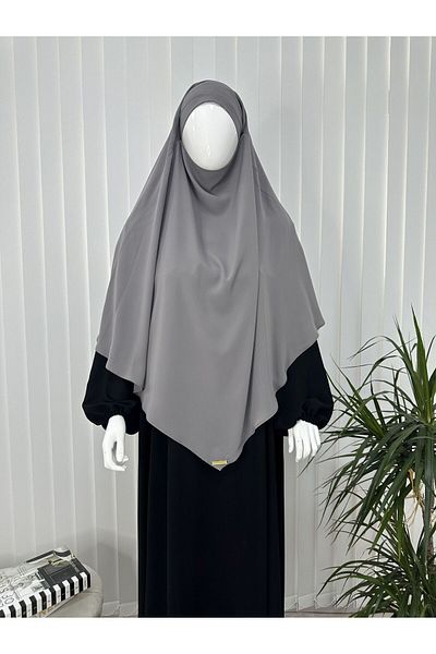 erasra class Γκρι μονόστρωτο μαντήλι Medina Silky Practical Tie Triangle Souffle - Κατάλληλο για Hajj και Umrah