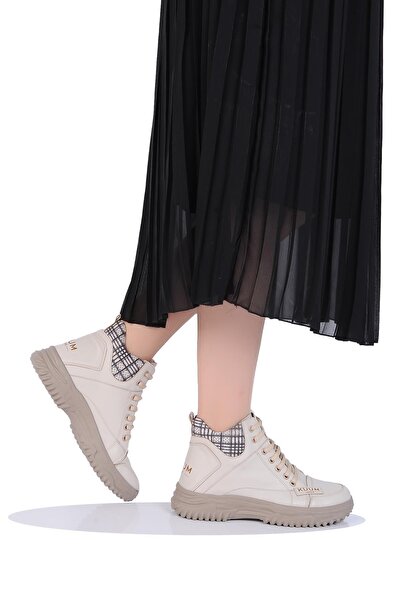 KUUM LONDON K108908 Bej Termal Kürklü Kadın Düz Kışlık Bot