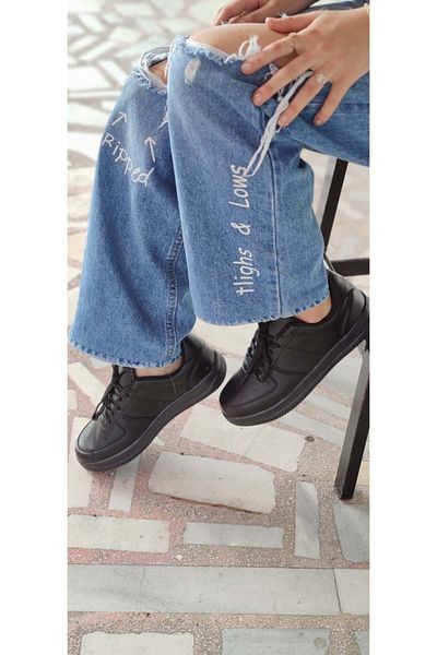 Zigana Pantofi sport din piele neagră - Çiğdem Talpă plată, Unisex