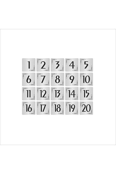 Özarslan Dizayn Metal Door Table Cabinet Number Plate 3,5X3,5Cm Silver Color 20 Pieces (1…20)