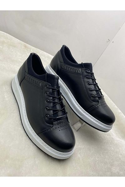 Voyager 4190 Black White Sole Men's Leather Casual Shoes