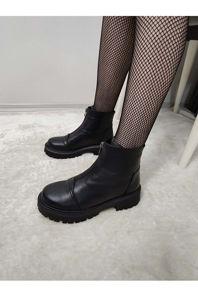 ÇİĞDEM KUNDURA Real Leather Lucy Women's Boots - Front Zipper (ARY B5)