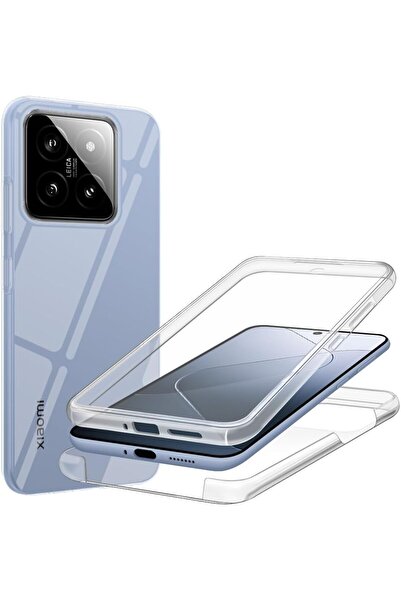 TEKNOMODA Xiaomi 14 Kılıf 360 Şeffaf Ön Arka Korumalı Şeffaf Silikon